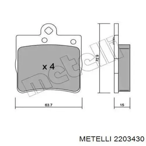 Задние тормозные колодки 2203430 Metelli