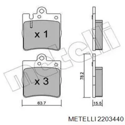 Колодки тормозные задние дисковые METELLI 2203440