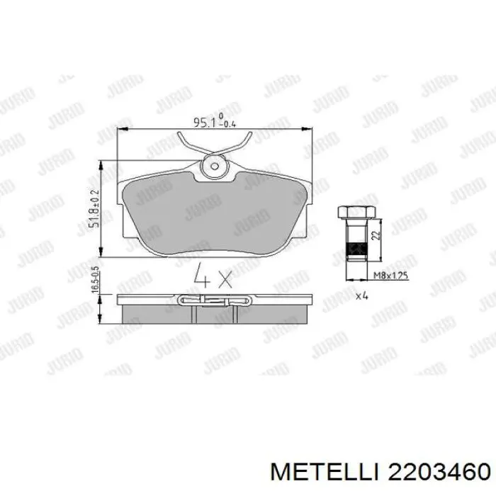 Купить 2203460 Metelli Колодки тормозные задние, дисковые