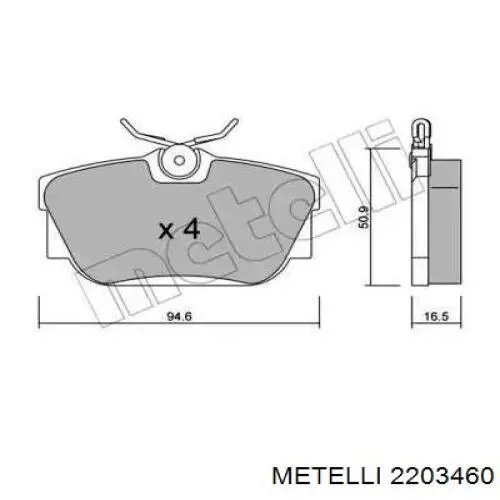 Задние тормозные колодки 2203460 Metelli