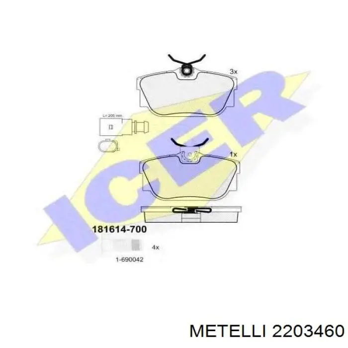 Колодки дисковые  Metelli 2203460 цена, от 15.46 USD