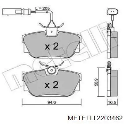 Задние тормозные колодки 2203462 Metelli