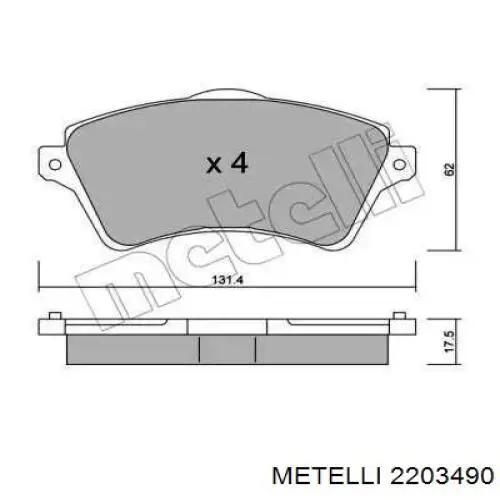 Передние тормозные колодки 2203490 Metelli