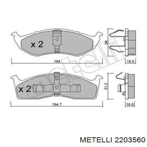 Передние тормозные колодки 2203560 Metelli