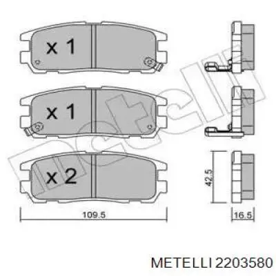 22-0358-0 Metelli колодки тормозные задние дисковые