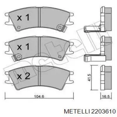 Передние тормозные колодки 2203610 Metelli