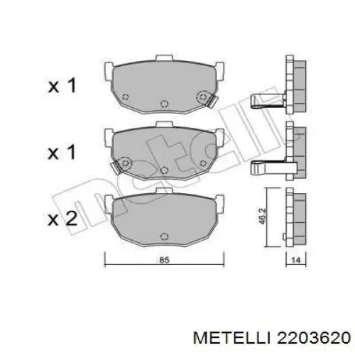 22-0362-0 Metelli задние тормозные колодки