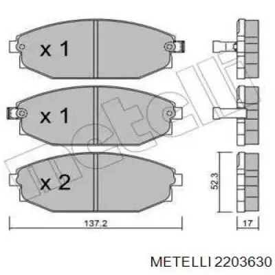 Передние тормозные колодки 2203630 Metelli