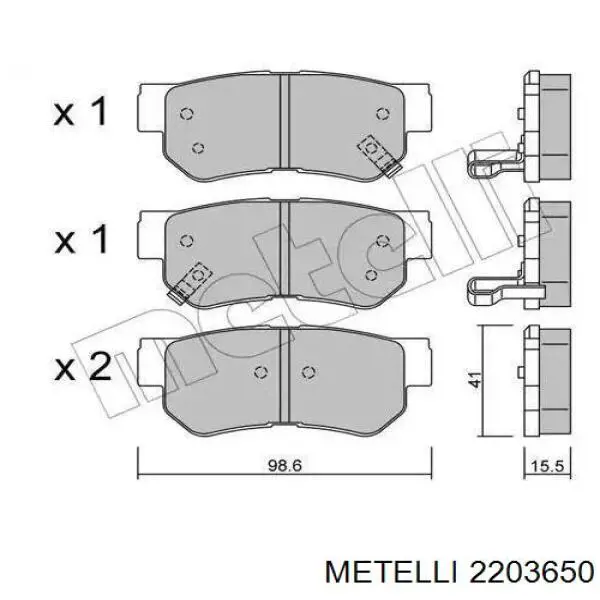 22-0365-0 Metelli колодки тормозные задние дисковые