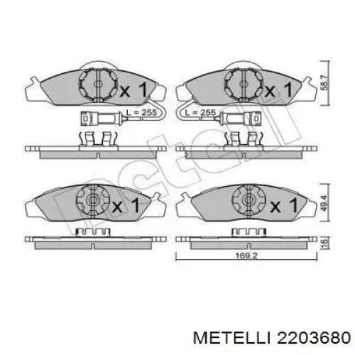 Передние тормозные колодки 2203680 Metelli