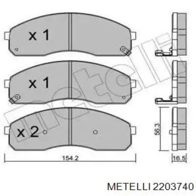 Передние тормозные колодки 2203740 Metelli