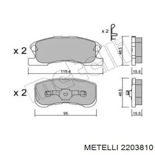 Передние тормозные колодки 2203810 Metelli