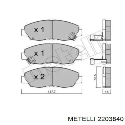 Передние тормозные колодки 2203840 Metelli