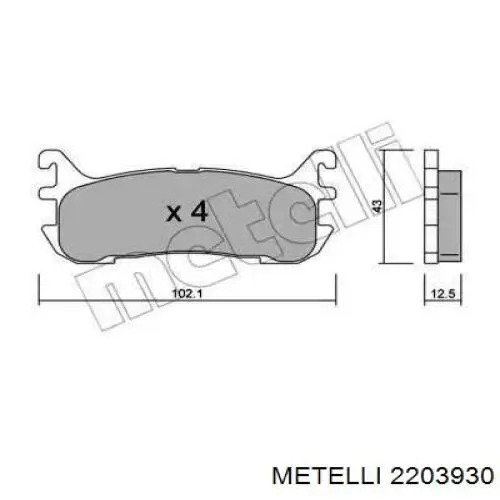 Задние тормозные колодки 2203930 Metelli