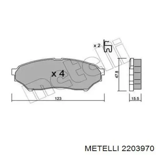 Передние тормозные колодки 2203970 Metelli