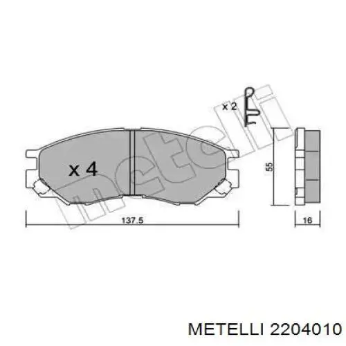 22-0401-0 Metelli колодки тормозные передние дисковые