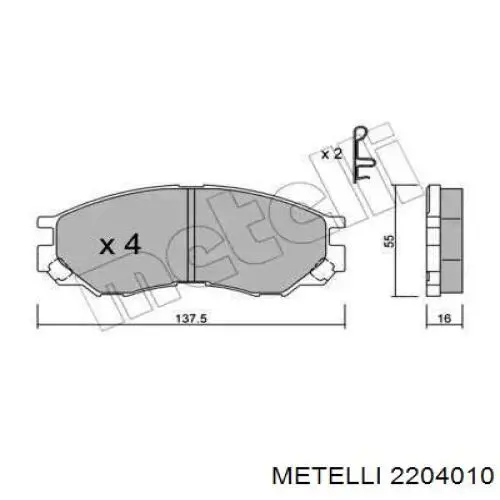 Передние тормозные колодки 2204010 Metelli