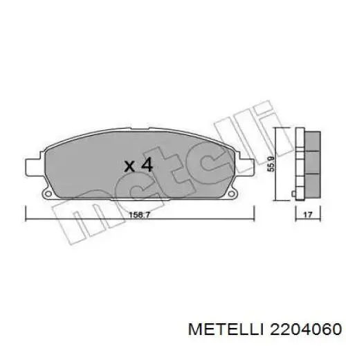 22-0406-0 Metelli передние тормозные колодки
