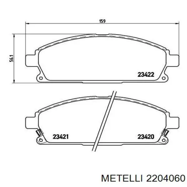 Колодки гальмівні передні, дискові 2204060 Metelli
