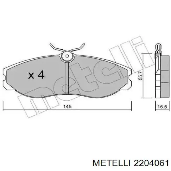 Колодки гальмівні передні, дискові 2204061 Metelli
