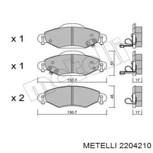 22-0421-0 Metelli передние тормозные колодки