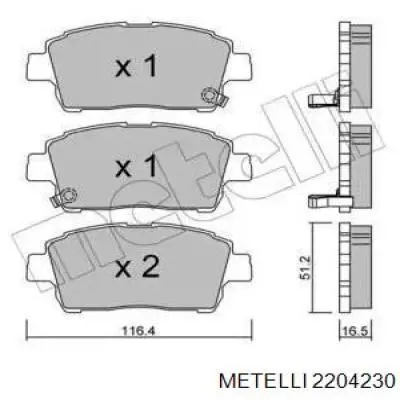 Передние тормозные колодки 2204230 Metelli