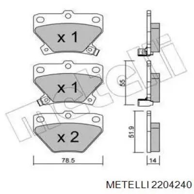 Задние тормозные колодки 2204240 Metelli