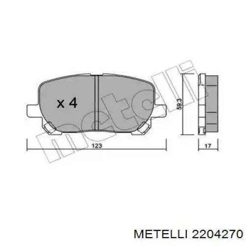 Передние тормозные колодки 2204270 Metelli