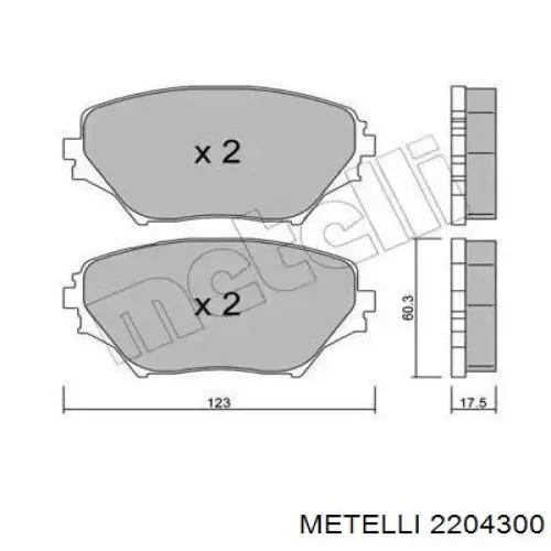 Передние тормозные колодки 2204300 Metelli