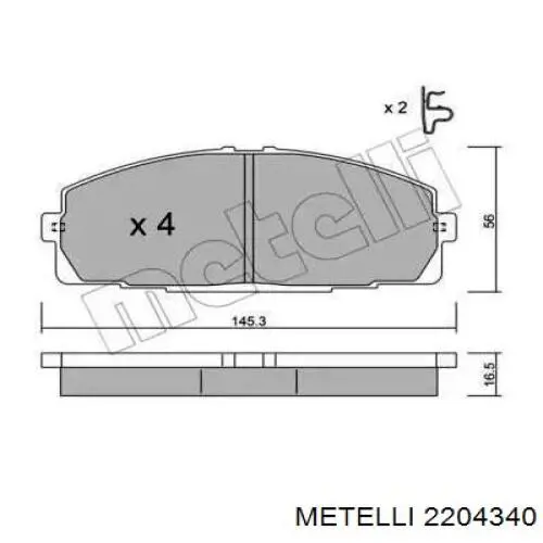 Передние тормозные колодки 2204340 Metelli