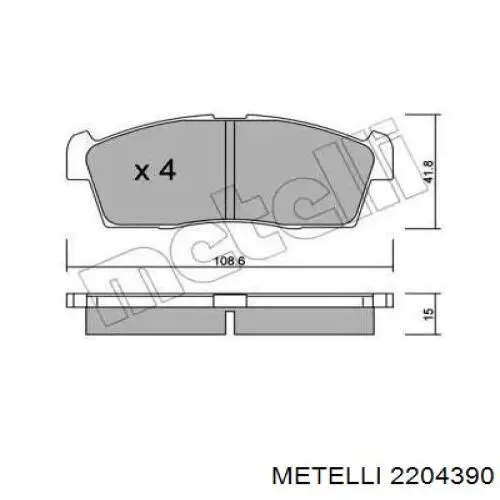 Передние тормозные колодки 2204390 Metelli