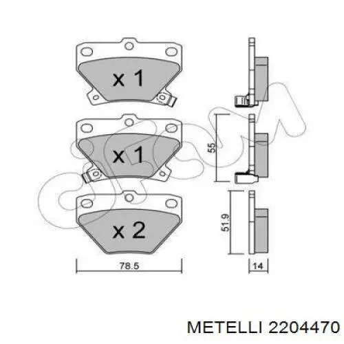 Задние дисковые колодки Metelli 2204470