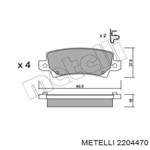 Задние тормозные колодки 2204470 Metelli