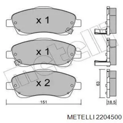 Передние тормозные колодки 2204500 Metelli