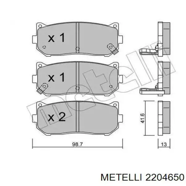 Колодки дисковые  Metelli 2204650 цена, от 17.54 USD