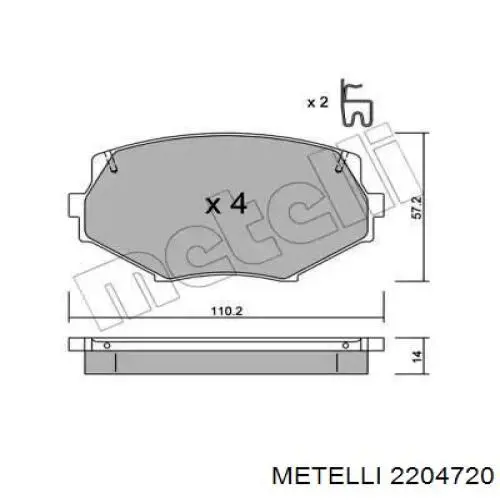 Передние тормозные колодки 2204720 Metelli