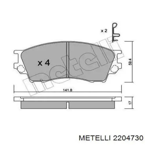 Передние тормозные колодки 2204730 Metelli