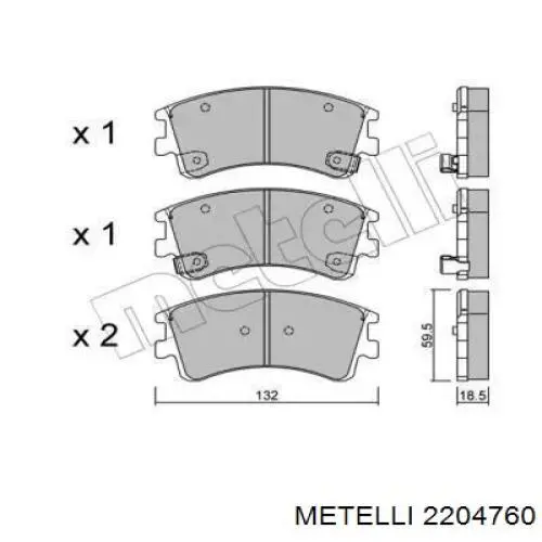 Передние тормозные колодки 2204760 Metelli