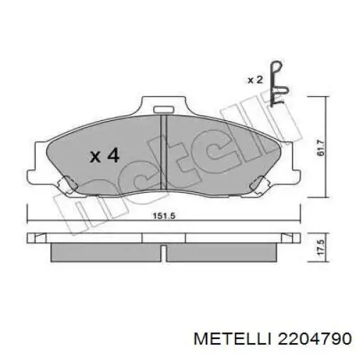 Передние тормозные колодки 2204790 Metelli