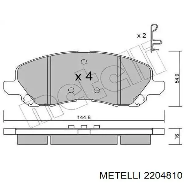 22-0481-0 Metelli колодки тормозные передние дисковые