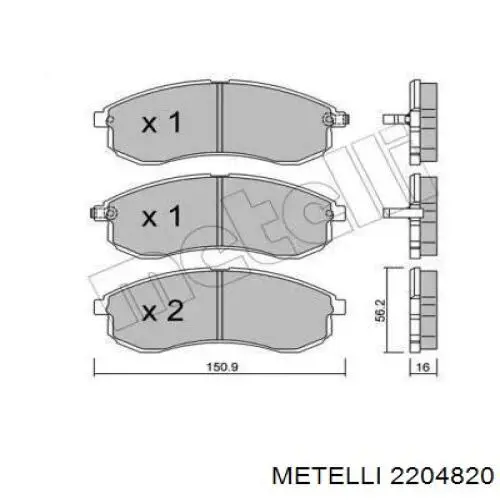 22-0482-0 Metelli передние тормозные колодки