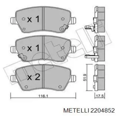 22-0485-2 Metelli передние тормозные колодки