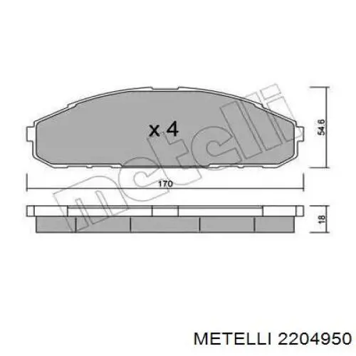 Передние тормозные колодки 2204950 Metelli