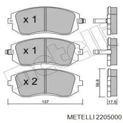 22-0500-0 Metelli колодки тормозные передние дисковые