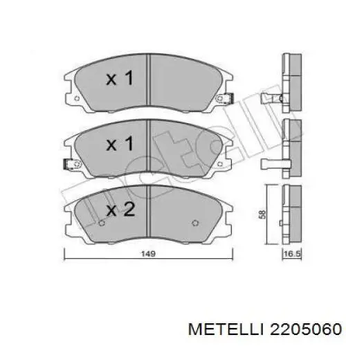 Передние тормозные колодки 2205060 Metelli