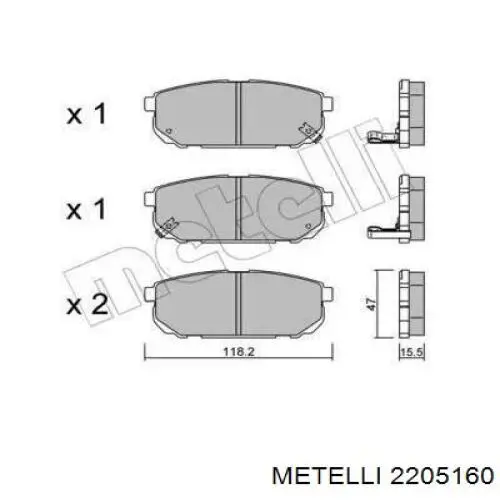 22-0516-0 Metelli задние тормозные колодки