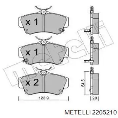 Передние тормозные колодки 2205210 Metelli