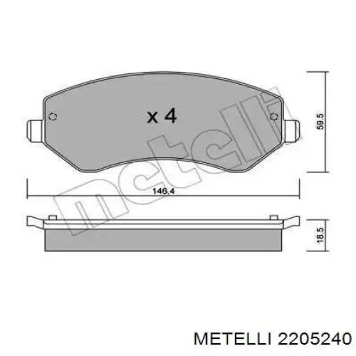 Передние тормозные колодки 2205240 Metelli