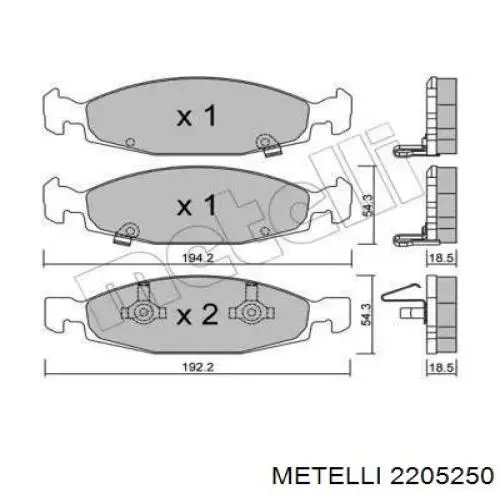 Передние тормозные колодки 2205250 Metelli