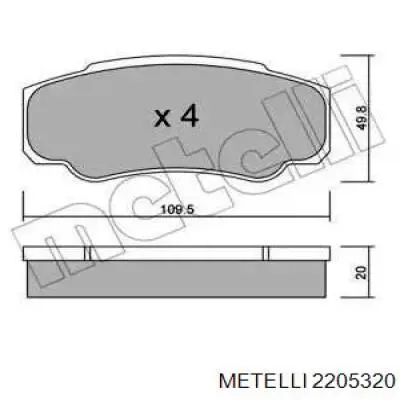 Задние тормозные колодки 2205320 Metelli